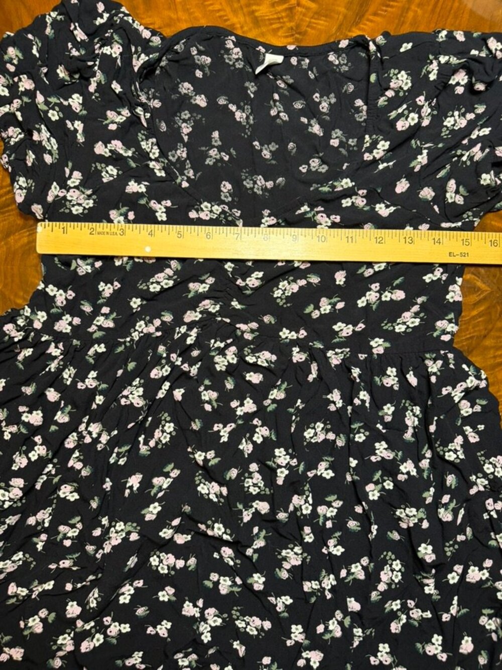 BP. Nordstrom S Black Floral Babydoll Dress | Puff Sleeve V-Neck | Ditsy Floral - Picture 6 of 9